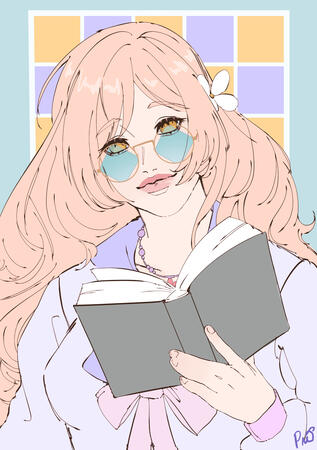 Vi Reading by @PeachMangi_Art (Twitter)